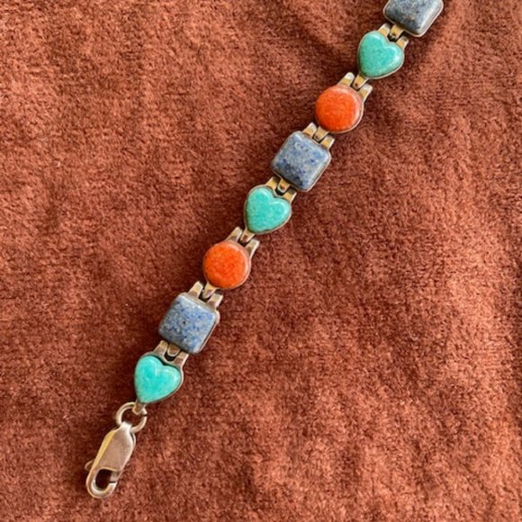 Sterling Silver Semiprecious Stone Bracelet - Picture 2 of 4